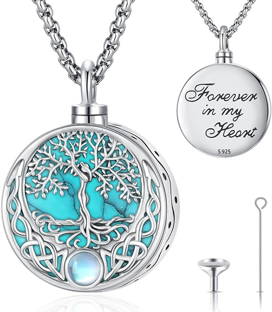 Tree of Life Necklace Sterling Silver Crystal Abalone Shell Tree Pendant with Heart Family Tree Jewelry for Women Mother's Day Gifts