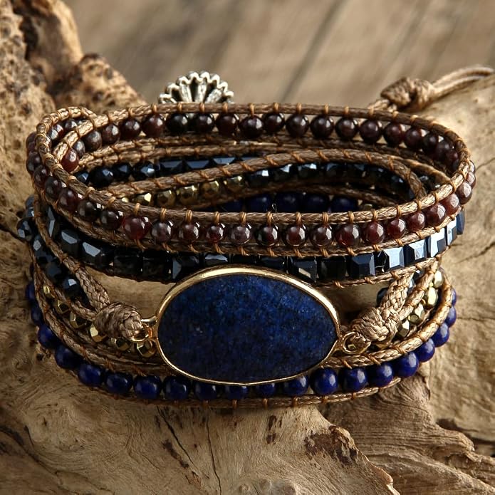 Women Wrap Bracelets Boho Natural Stone Jasper Turquoises Strand Bracelet Jewelry Collection