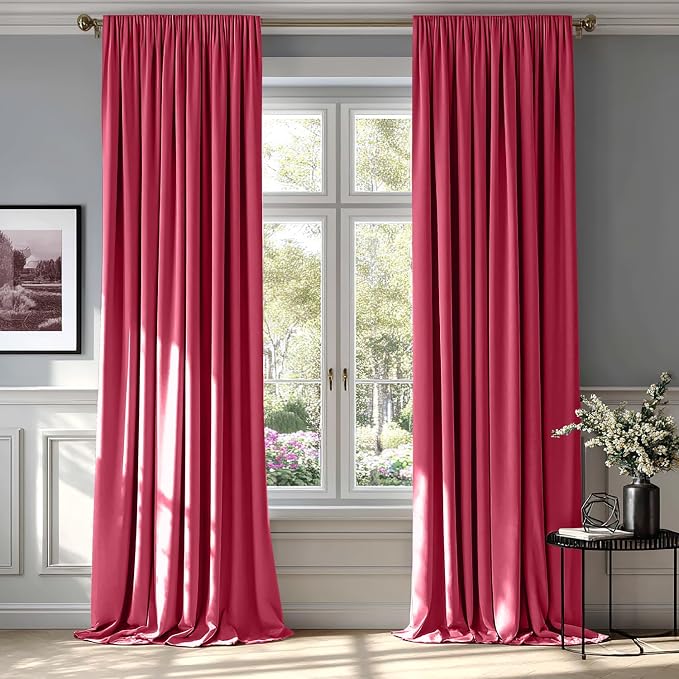 MIULEE Berry Blackout Velvet Curtains Drapes 90 Inch Long 52"x90" Bedroom | Luxurious Bedroom Living Room Decor, Room Darkening, Thermal Insulated, Rod Pocket Design, Super Soft Fabric