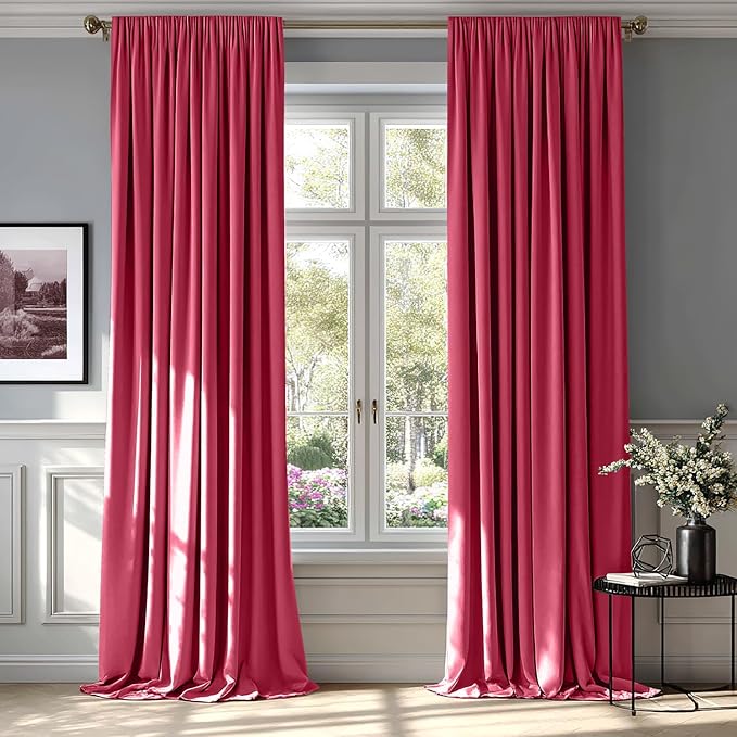 MIULEE Berry Blackout Velvet Curtains Drapes 96 Inch Long 52"x96" Bedroom | Luxurious Bedroom Living Room Decor, Room Darkening, Thermal Insulated, Rod Pocket Design, Super Soft Fabric