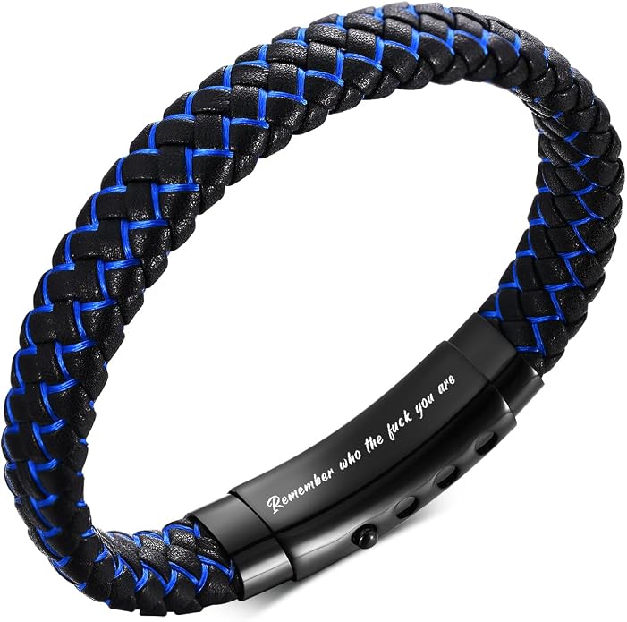 VNOX Men's Inspirational Mantra Engarved Handmade Braided Leather Adjustable Cuff Bangle Bracelet Encouragement Motivational Gift for Men