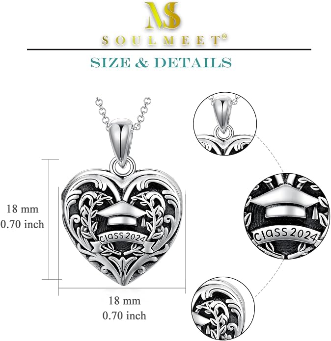 SOULMEET Personalized Silver Locket Necklace That Holds Pictures Photo Keep Someone Near to You, Memorial Custom Lockets Necklaces Letters Engraving for His Her