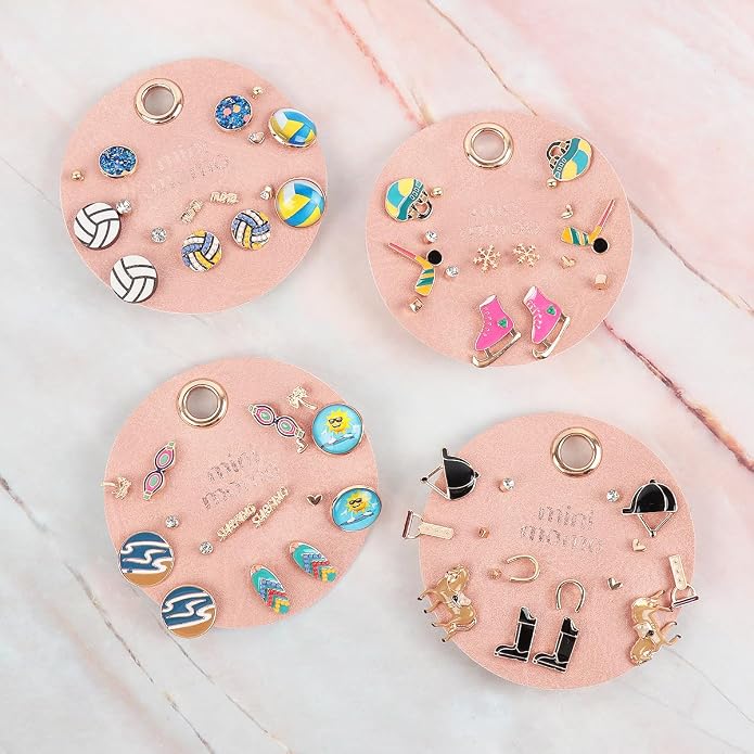 Sports Earring Set for Women Multi Pairs Assorted Multipack - Stud Earrings Jewelry Gift for Sports Mom Football, Baseball, Basketball, Soccer Team