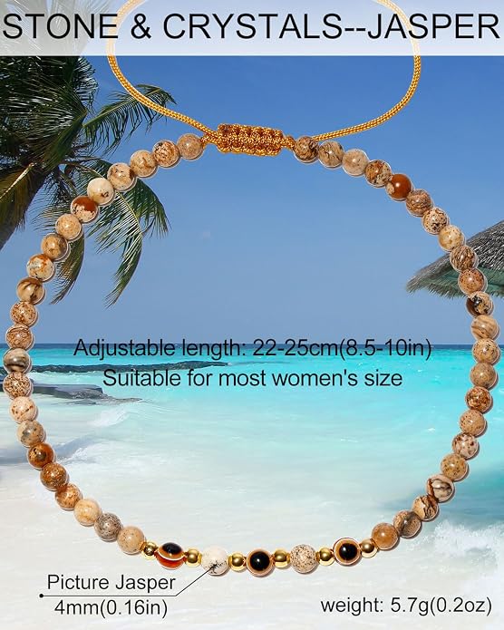 Evil Eye Ankle Bracelets for Women Beads Anklets Beach Accessiory Gemstone Healing Crystal Adjustable