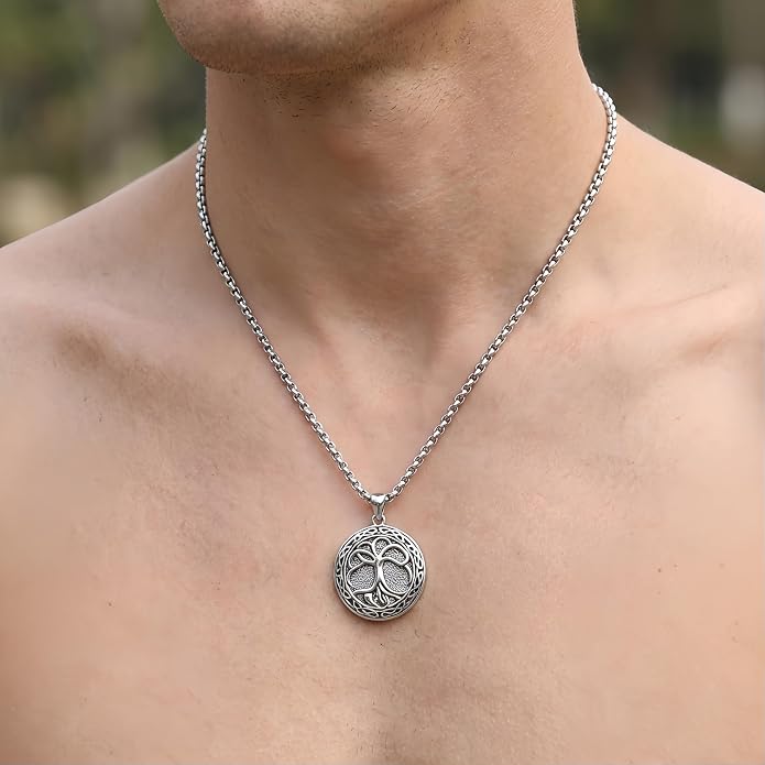 CRMAD Viking Owl/Raven Necklace Vintage Animal Totem Pendant Rune of Lune Jewelry Gift for Men and Women 24 in Chain