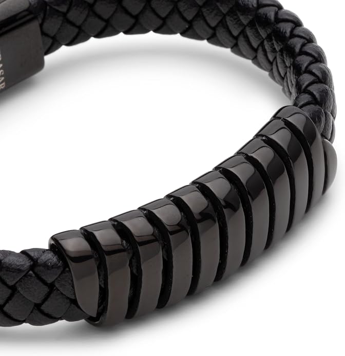 SERASAR Premium Leather Bracelet Men | Stainless Steel Magnetic Clasp | Three Colors | Jewelry Box Included