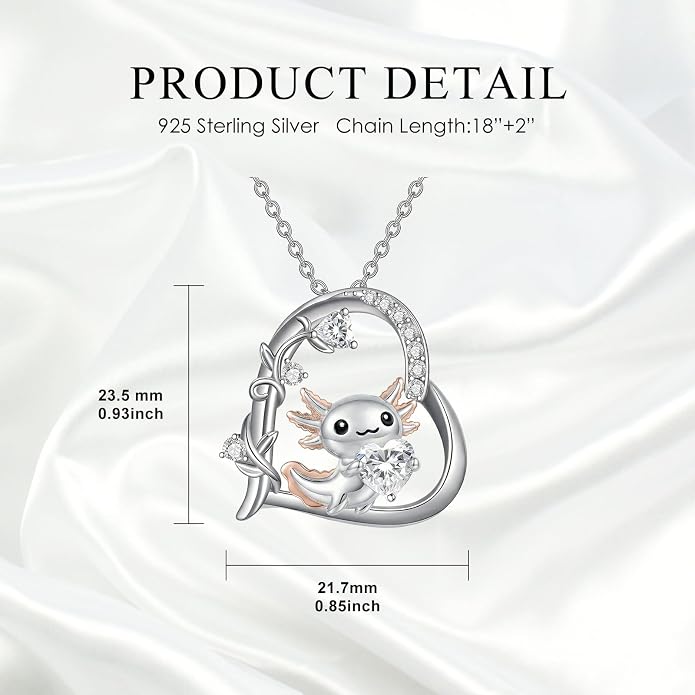 PELOVNY Teddy Bear Necklace for Women 925 Sterling Silver Bear/Highland Cow/Fox/Cat/Axolotl Birthstone Necklace Christmas Birthday Jewelry Gifts for Mom Daughter Wife Sister