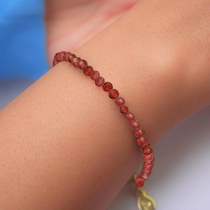 Faceted Bracelet for Women, Certified 925 Sterling Silver with 18K Gold Vermeil Healing Crystal Bracelets for Women - Crystals and Healing Stone Bracelet Women Jewelry for Gift