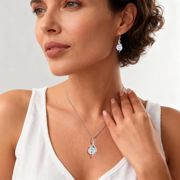 Women‘s Birthstone Pendant Necklace S925 Sterling Silver Imitation Diamond Infinity Necklace Jewelry Gift for Her