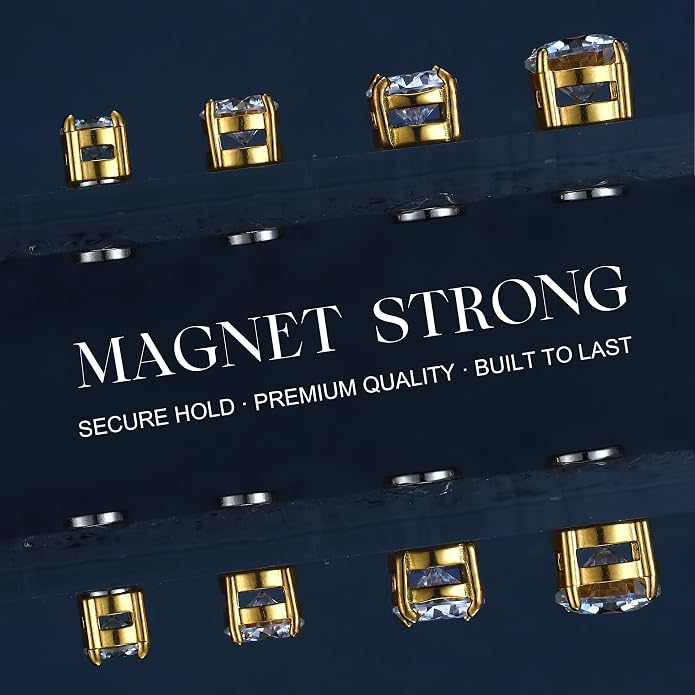 GEMQUEEN Moissanite Magnetic Earrings for Men Women : 18K White Gold Plated Hypoallergenic Stainless Steel Non Piercing Clip on Fake Earrings Studs Dainty Moissanite Earring Jewelry D Color VVS1