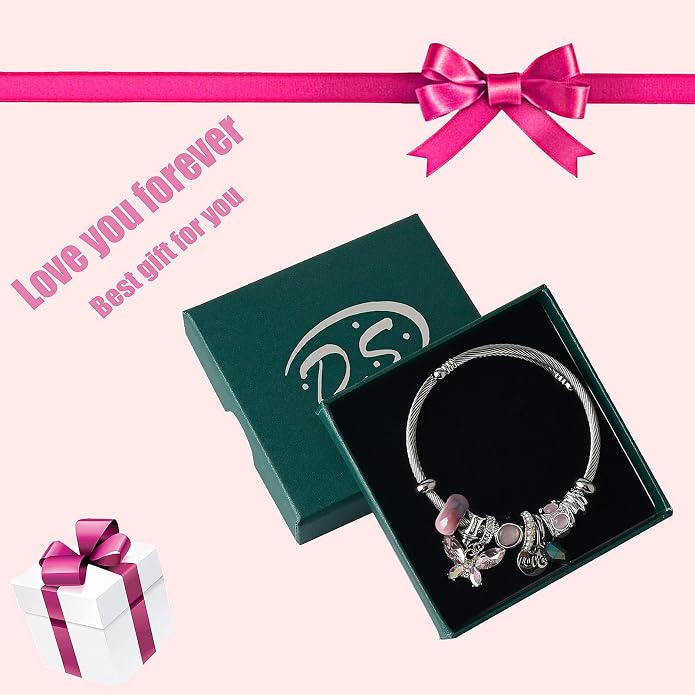 DS Charm Bracelets for girls,exquisite cute cartoon friendship bracelets Silver Stainless Steel Bangle with birthday Gift box, Adjustable girls jewelry Suitable for holiday gifts