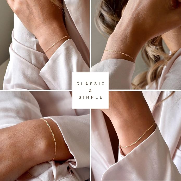 NOKMIT Solid 925 Sterling Silver Bracelets for Women, Dainty Interlocking Circles Cubic Zirconia Adjustable Chain Bracelet, Trendy Stackable Link Bracelets, Simple Cute Jewelry Gifts