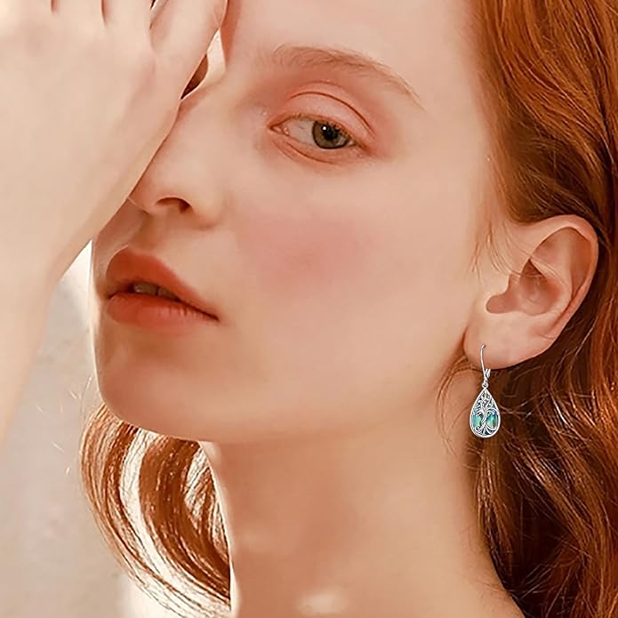 925 Sterling Silver Filigree Dangle Drop Earrings Daisy/Lotus/Rose Flower/Moonstone Leverback Teardrop Earrings for Women Infinity Celtic Knot Daisy Lotus Jewelry for Mothers Day