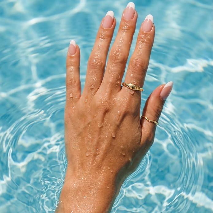 Gold Rings for Women Men Non Tarnish, Waterproof Chunky 14K Gold Plated Dainty Stackable Rings Trendy Statement Pinky Thumb Rings Engagement Eternity Wedding Band Ring Stacking Gold Jewelry Size 3 4 5 6 7 8 9 10 11
