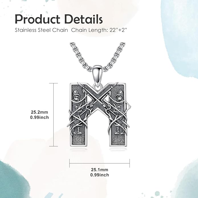 Viking Necklace 925 Sterling Silver Viking Rune Letter Pendant Norse Jewelry Gifts for Men Father