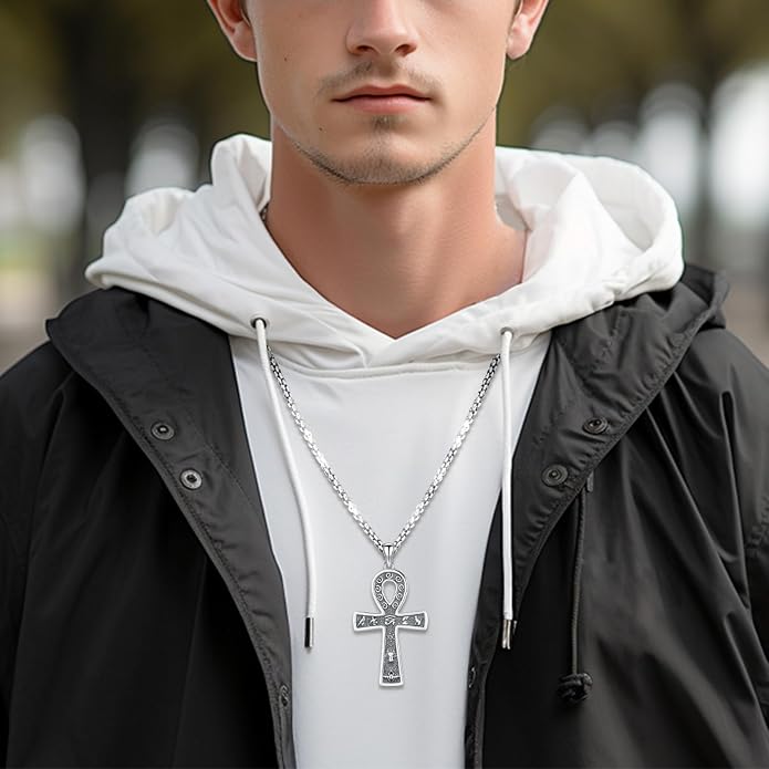 Pentagram Necklace Sterling Silver Triple Moon Goddess/Celtic Knot Witches Knot/Ankh/Sun and Moon/Hecate/Lilith/Santa Muerte/Tetragrammaton Pendant Necklace Pagan Wiccan Magic Egyptian Amulet Jewelry for Women Men