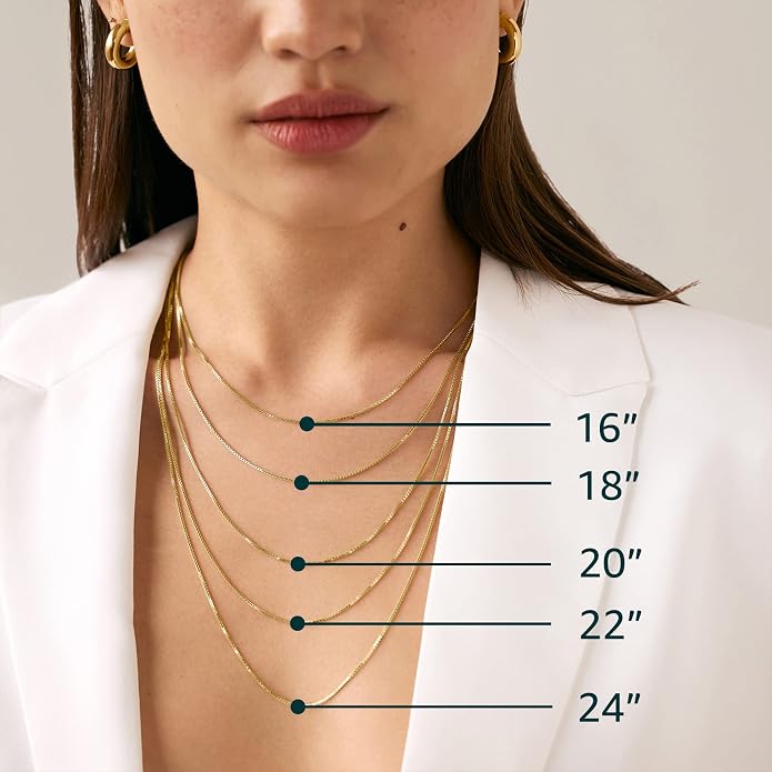 PAVOI 22K Gold Plated Chain Necklace For Women | Italian Solid 925 Sterling Silver Necklace for Men | Cuban Link, Rope, Snake & Rope Diamond-Cut Herringbone | Trendy Unisex Jewelry