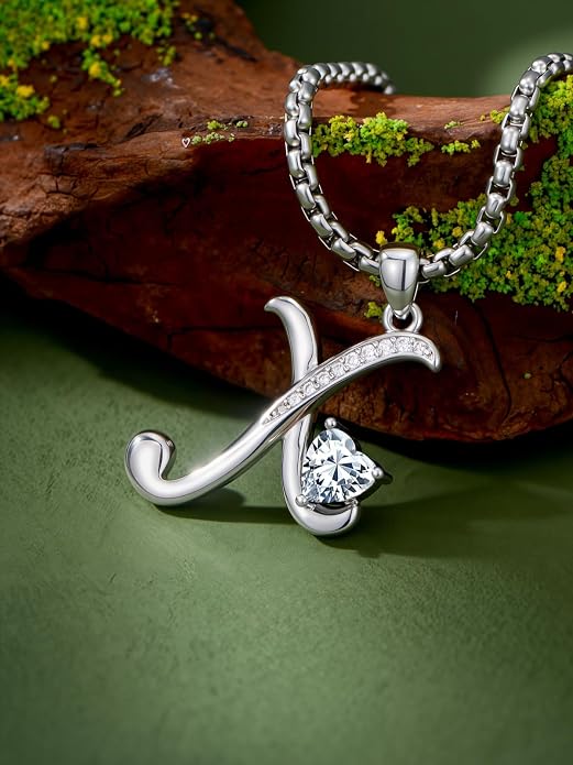 Birthday Gifts for Women Alphabet A to Z Initial Birthstone Pendant Necklaces for Women - 18k White Gold Plated Personalized Name Jewelry Anniversary Graduation Gifts for Wife Her Daughter Girlfriend(with Gift Box)