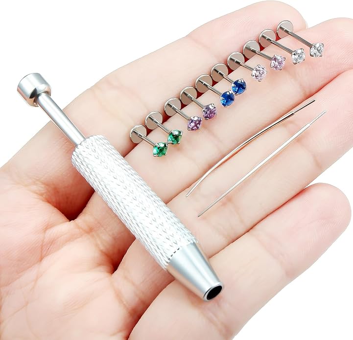 F136 Titanium 20/18/16g Threadless Earrings Nose Rings Lip Medusa Studs 6/7/8/10mm Piercing Jewelry for Women Men