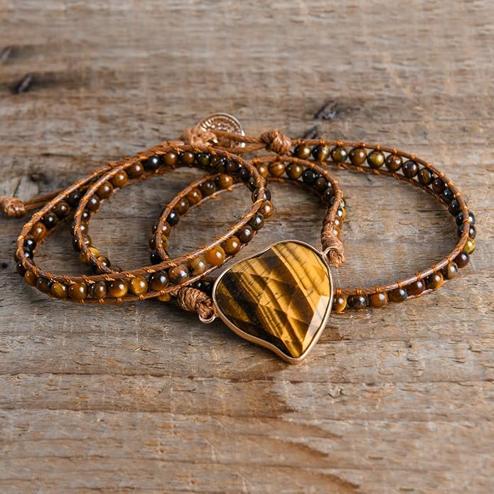 YGLINE Natural Stone Bracelet 3 Wraps Bracelet Handmade Boho Bracelet for Women Bracelet