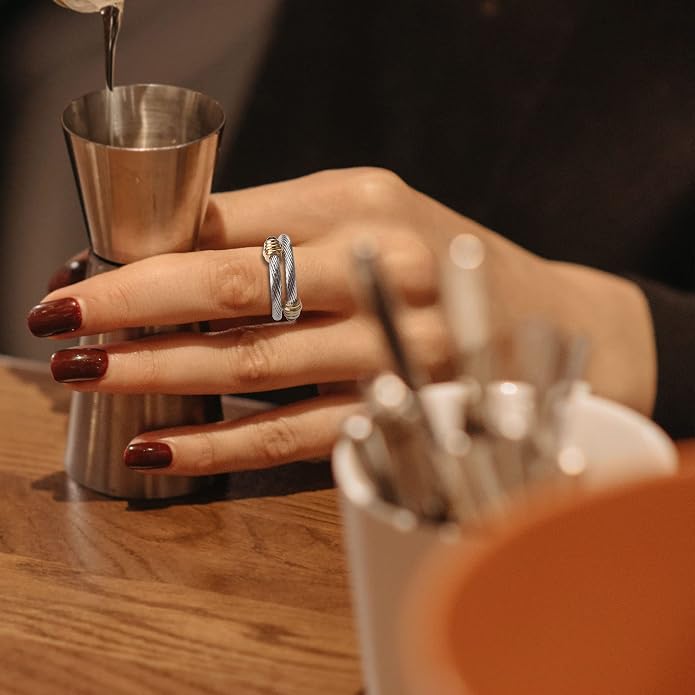 Dorriss Cable Rings Vintage Twisted Open Ring for Women Adjustable Designer Fashion Brand Stainless Steel Jewelry with Gift Box