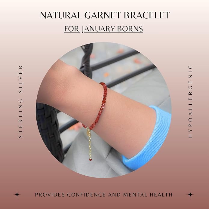 Faceted Bracelet for Women, Certified 925 Sterling Silver with 18K Gold Vermeil Healing Crystal Bracelets for Women - Crystals and Healing Stone Bracelet Women Jewelry for Gift