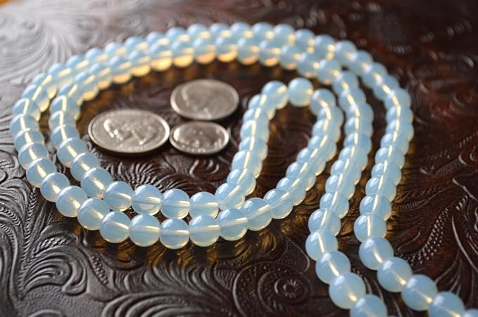 Opal Opalite Moonstone Necklace, 8mm 108 Mala Beads, Libra Sun Sign, Crown Chakra