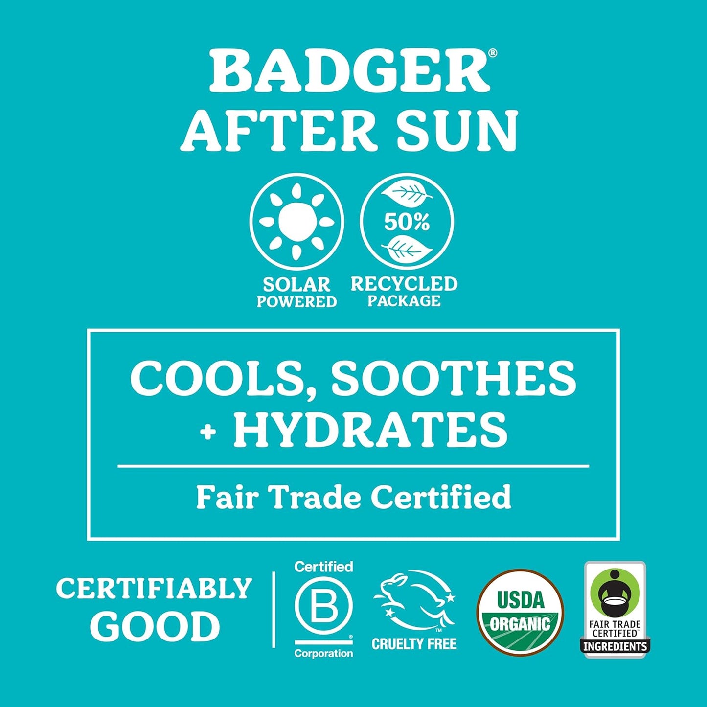 Badger Coconut AfterSun Balm, 100% Organic Soothing Sunburn Relief, Great Smelling, Moisturizing & Hydrating After Sun Skin Care, 2 oz Tin, 2-Pack