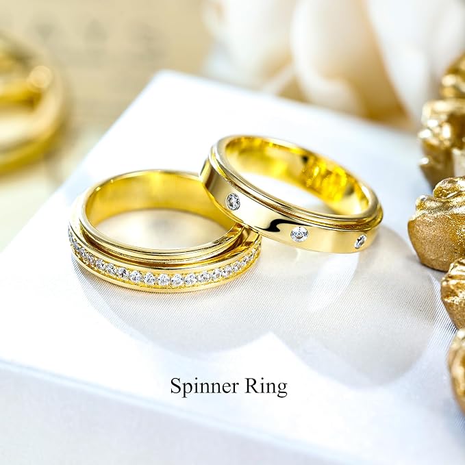 Fidget Ring Spinner Ring for Anxiety Women Men Daughter Real S925 Sterling Silver Fidget Ring
