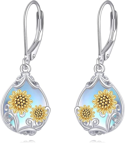 POPLYKE Celtic Filigree Teardrop Drop Dangle Earrings Sterling Silver Leverback Earrings Jewelry for Women