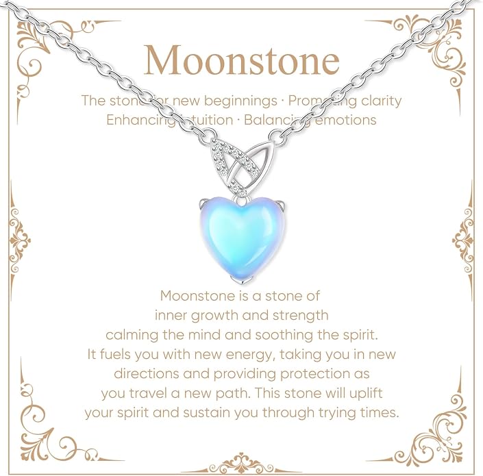 925 Sterling Silver Moonstone Necklace New Beginnings, Graduation Gifts, Created Moonstone Jewelry June Birthstone Necklace for Women, Inspirational Birthday Graduation Gifts for Friend Sister Daughter Mom