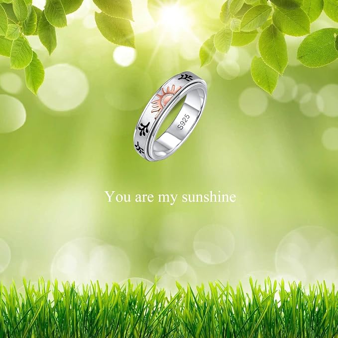 Fidget Ring Spinner Ring for Anxiety Women Men Daughter Real S925 Sterling Silver Fidget Ring