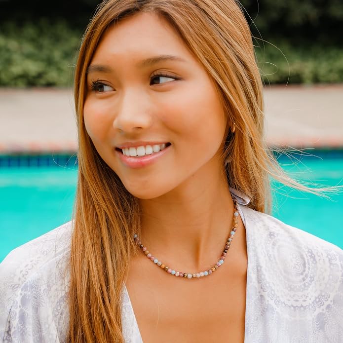 Lotus and Luna 7 Chakra Necklace for Women - Healing Crystal Necklace with Genuine Stones (Master Healer) to Bring Balance and Healing to Mind and Body - Handmade Jewelry Gift