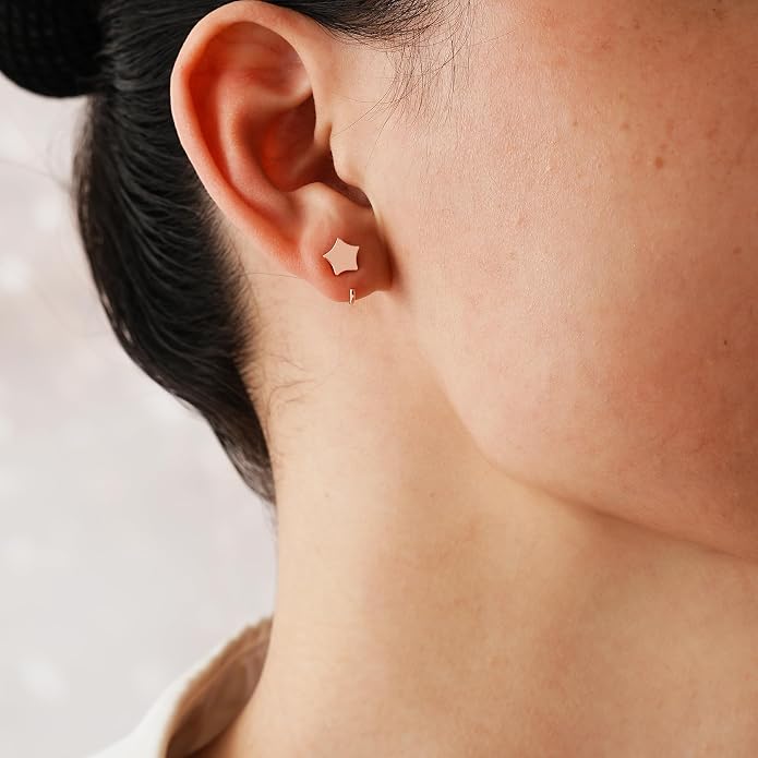 CHIC & ARTSY 925 Sterling Silver Half Hoop Earrings for Women, Small Huggie Hoops Set with Ball Bar Star Moon Cross & Pearl, Lightweight Comfort Fit Everyday & Sleep Earrings