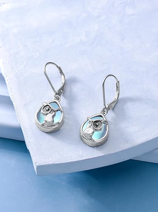 Dorunmo Moonstone Dangle Drop Earrings s925 Sterling Silver Leverback Earrings Filigree Moonstone Jewelry Birthday Gifts for Women