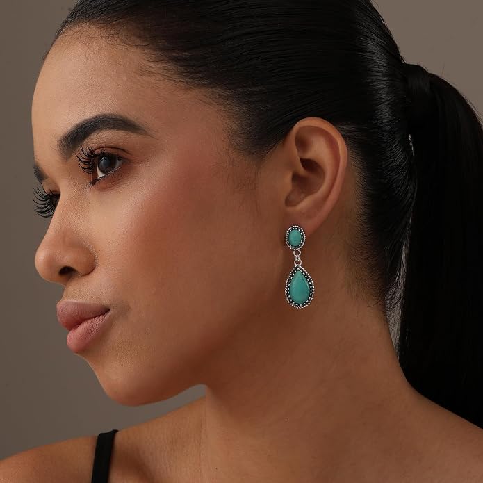 LeCalla 925 Sterling Silver Dangle Stud Earrings for Women | Hypoallergenic Teardrop Statement Dangle Drop Stud Earring for Women