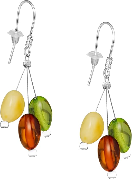 Pull-Through Earrings, Amber Jewelry, Faceted Sparkling Amber Earrings - Parent