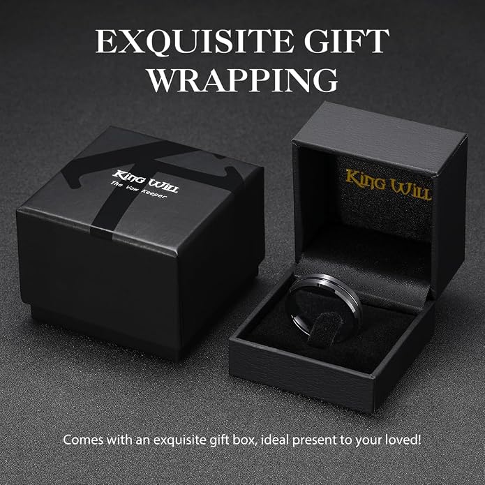 King Will Tungsten Carbide Wedding Band for Men Women-6/8/10mm Width Multicolor Available with Grooved Center Wedding Ring Suitable for Work, Gym Comfort Fit Size 4-16
