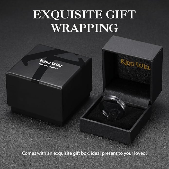 King Will Tungsten Carbide Wedding Band for Men Women-6/8/10mm Width Multicolor Available with Grooved Center Wedding Ring Suitable for Work, Gym Comfort Fit Size 4-16