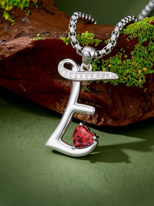 Birthday Gifts for Women Alphabet A to Z Initial Birthstone Pendant Necklaces for Women - 18k White Gold Plated Personalized Name Jewelry Anniversary Graduation Gifts for Wife Her Daughter Girlfriend(with Gift Box)