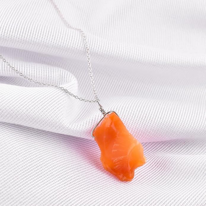 Raw Gemstone Dainty Pendant Necklace for Women, Trendy Healing Chakra Crystal, Birthstone Handmade 925 Sterling Silver Adjustable 18 inch Chain Jewelry, Birthday Gifts