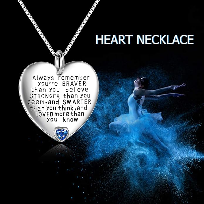 YFN Sterling Silver Always Remember You are Braver Than You Believe Jewelry Pendant Necklace Inspirational Gifts