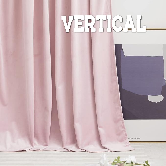 RYB HOME Blush Pink Velvet Curtains for Bedroom Living Room, Thermal Insulated Privacy UV Heat Blocking Luxurious Soft Rod Pocket Back Tab Drapes for Nursery, 42" W x 63" L, 2 Panels