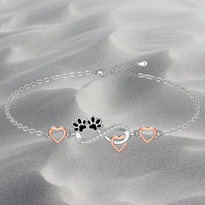 Infinity Cat Paw Print Celtic Knot Sea Turtle Elephant Flamingo Butterfly Dolphin Evil Eye Anklets Bracelets for Women Sterling Silver Adjustable Ankle Bracelet Summer Beach Lovers Gift