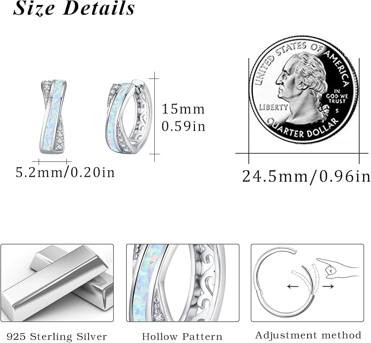 MEDWISE Mothers Day Gifts for Mom Multi Colored Opal Hoop Earrings for Women 925 Sterling Silver Huggie Hoop Earrings Jewelry Gift for Women Daughter Wife Mom Friends