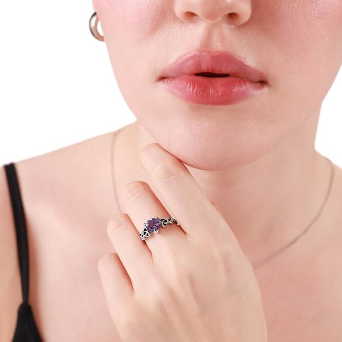 Silvershake 7MM Heart Shape 925 Sterling Silver Celtic Heart Knot Filigree Solitaire Promise Ring Jewelry for Women