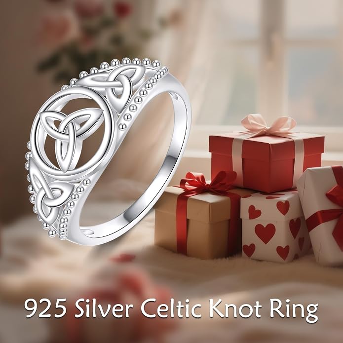 925 Sterling Silver Claddagh Ring/Celtic Knot Ring for Women, Irish Wedding Rings, Celtic Knot Irish Jewelry for Women