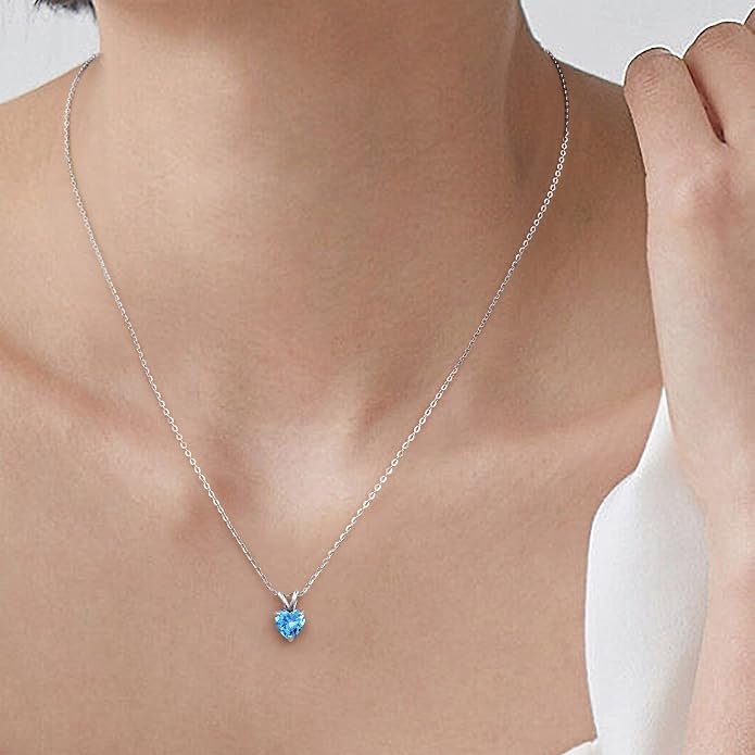 SMILEST Dainty Heart Birthstone Necklace for Women, 925 Sterling Silver Necklace Sparkling Heart Pendant, Anniversary Birthday Gifts for Women Mom Wife Daughter Girlfriend Grandma
