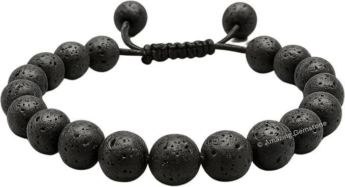 Amazing Gemstone Lava Stone Bracelet for Women Men's Gifts - Protection Healing Crystal Bracelet - 8mm Gemstones Beaded Adjustable Bracelet Pulseras para Hombres Mujer Stocking Stuffers