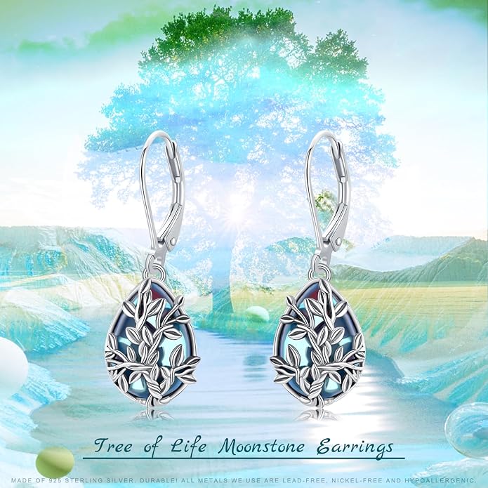 Flower Earrings 925 Sterling Silver Flower Teardrop Leverback Dangle Earrings Jewelry Gifts for Women Girls